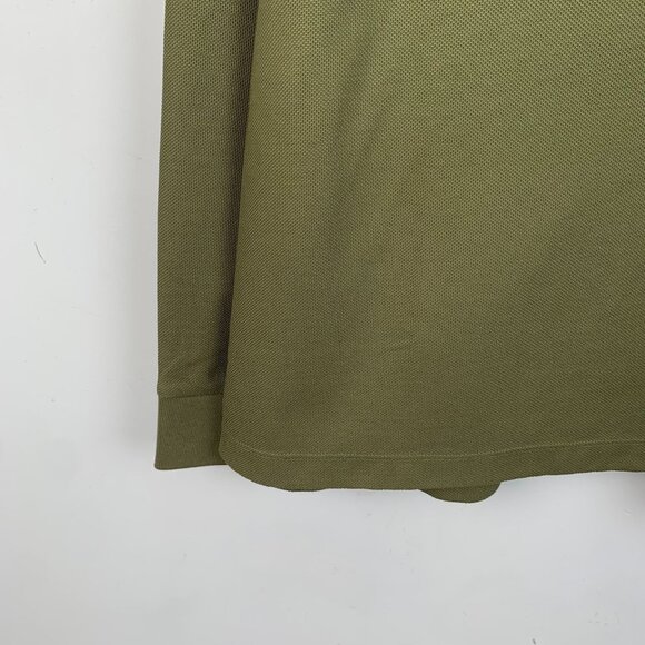 Burberry Olive Long-Sleeve Polo Shirt 100% Cotton Embroidered Logo Size M - Picture 4 of 8